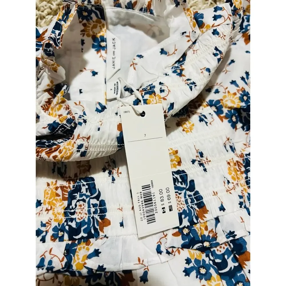 NWT❤️Janie and Jack  FLORAL SMOCKED FLUTTER SLEEVE DRESS sz7